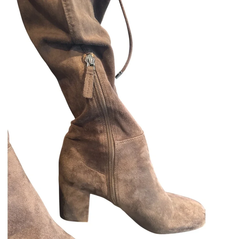 Franco Sarto Persis Tall Sock Boots Shoes Size 8.5 Brown Fabric‎ boho festival